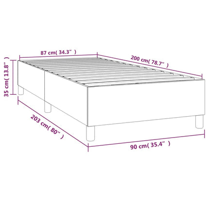 Boxspring sengeramme Mørkegrå 90x200 cm Fløjl
