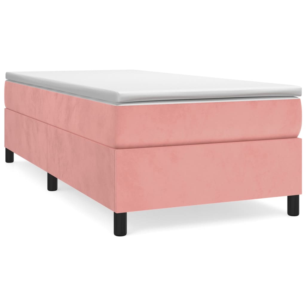 Boxspring sengeramme 90x200 cm fløjl pink