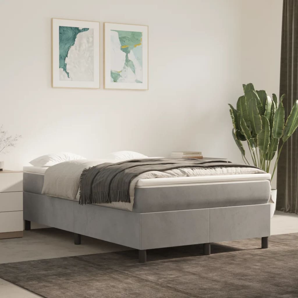 Boxspring sengeramme Lysegrå 120x200 cm Fløjl billede