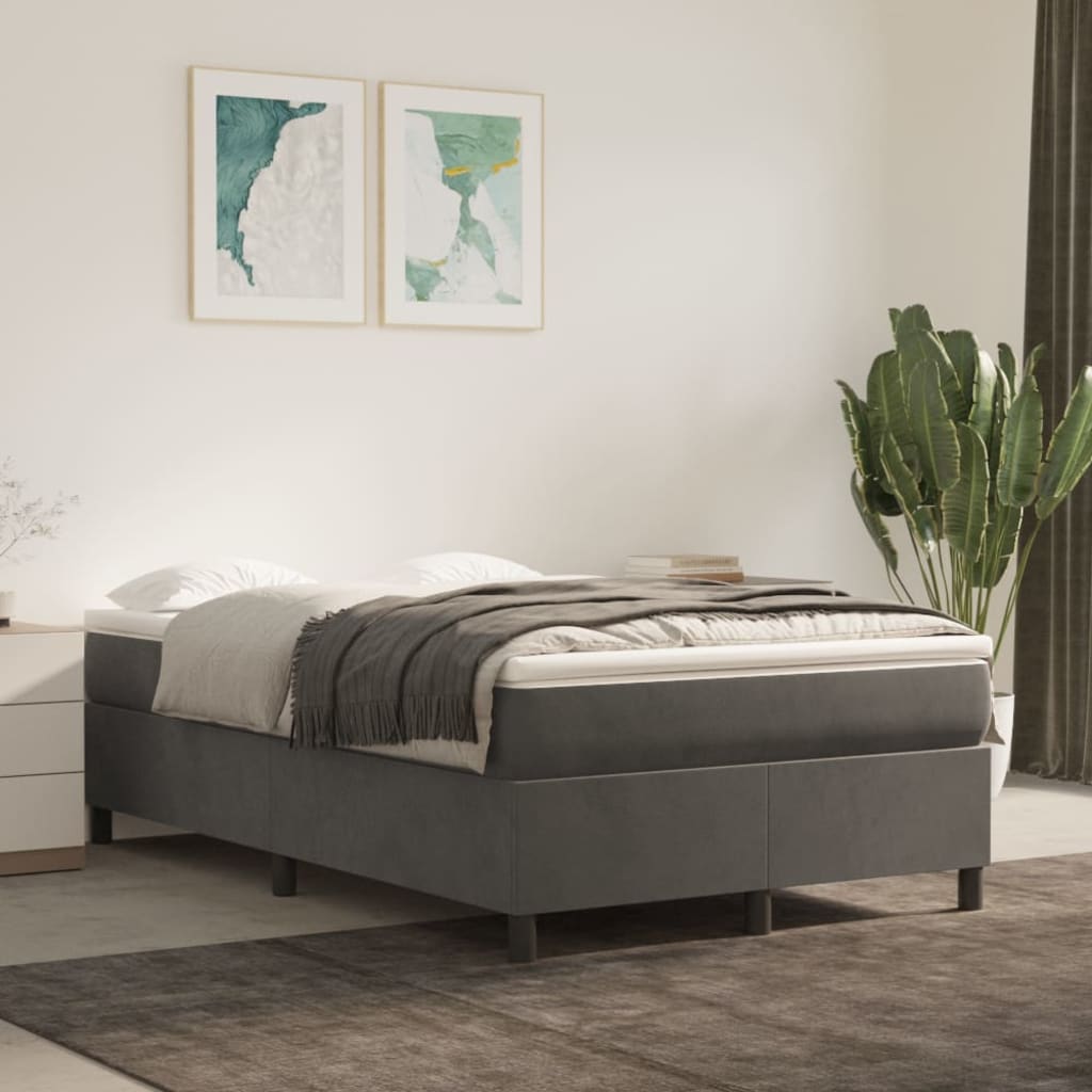 Boxspring sengeramme Mørkegrå 120x200 cm Fløjl billede