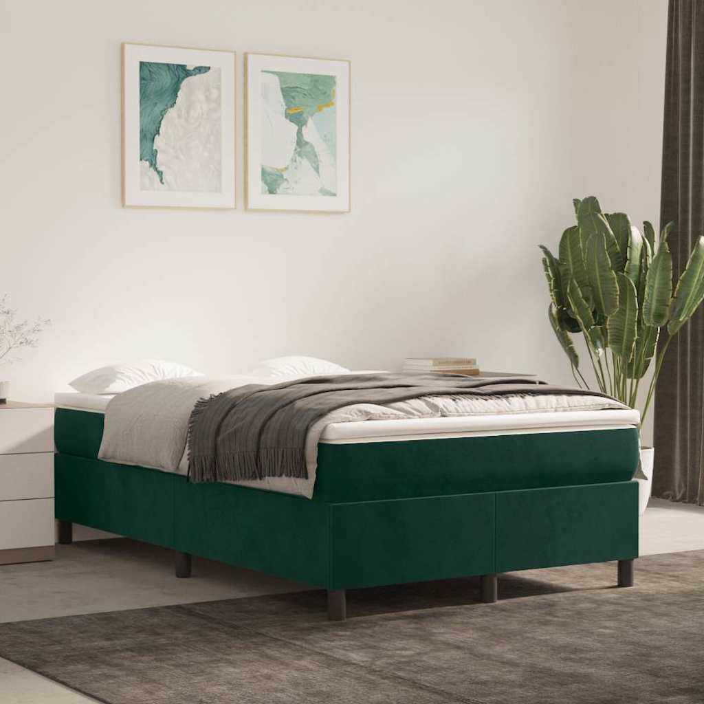Boxspring sengeramme Mørkegrøn 120x200 cm Fløjl billede