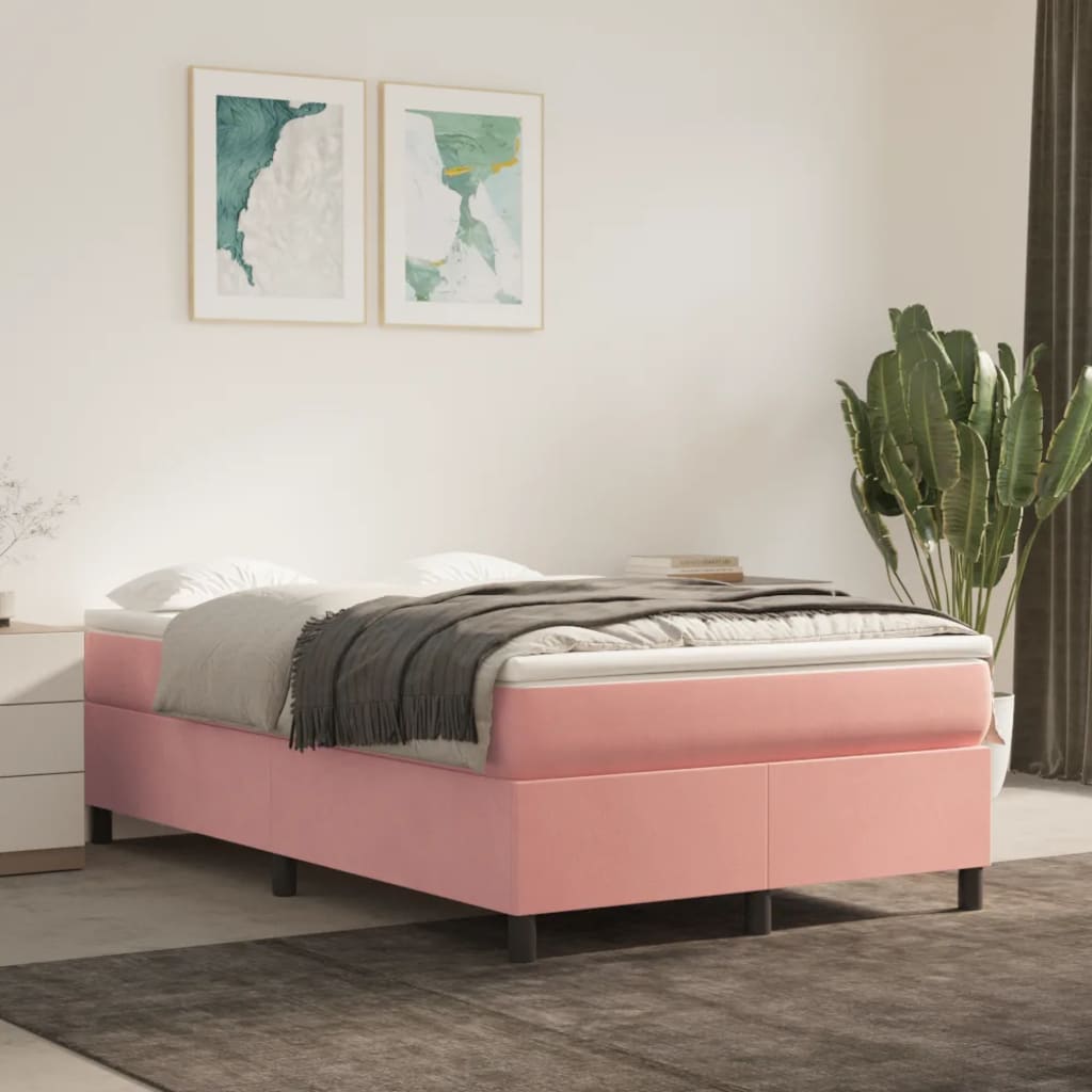 Boxspring sengeramme 120x200 cm fløjl pink