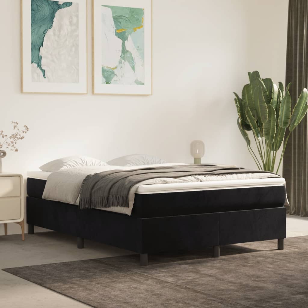Boxspring sengeramme Sort 140x190 cm Fløjl billede