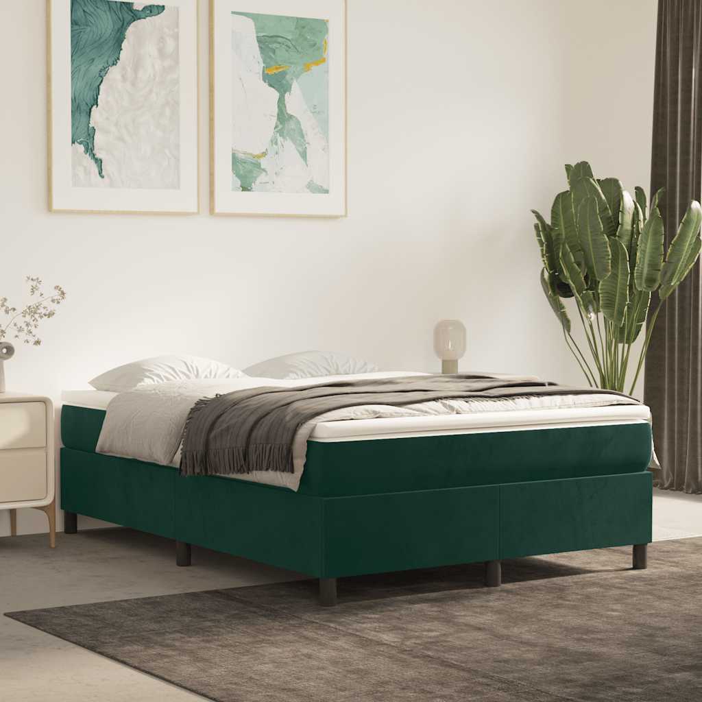 Boxspring sengeramme Mørkegrøn 140x190 cm Fløjl