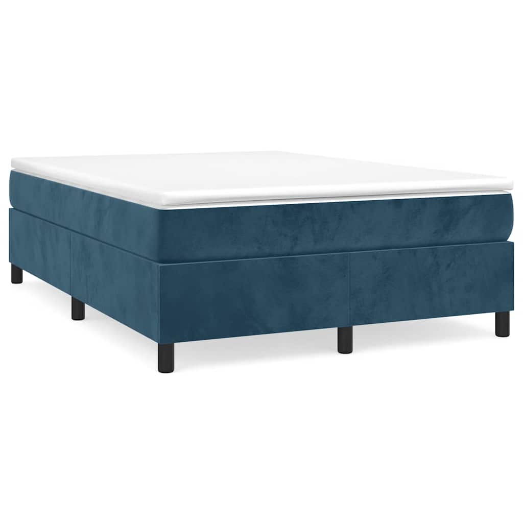 Boxspring sengeramme Mørkeblå 140x190 cm Fløjl