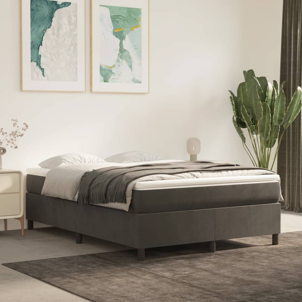 Boxspring sengeramme Mørkegrå 140x200 cm Fløjl billede