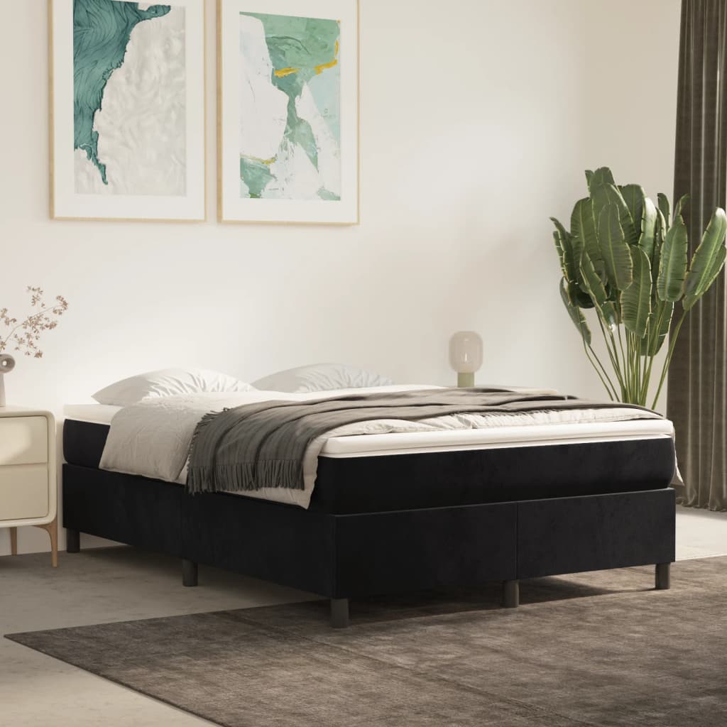 Boxspring sengeramme Sort 140x200 cm Fløjl billede