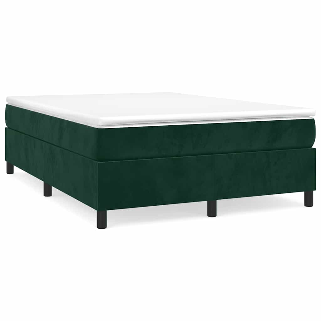 Boxspring sengeramme Mørkegrøn 140x200 cm Fløjl
