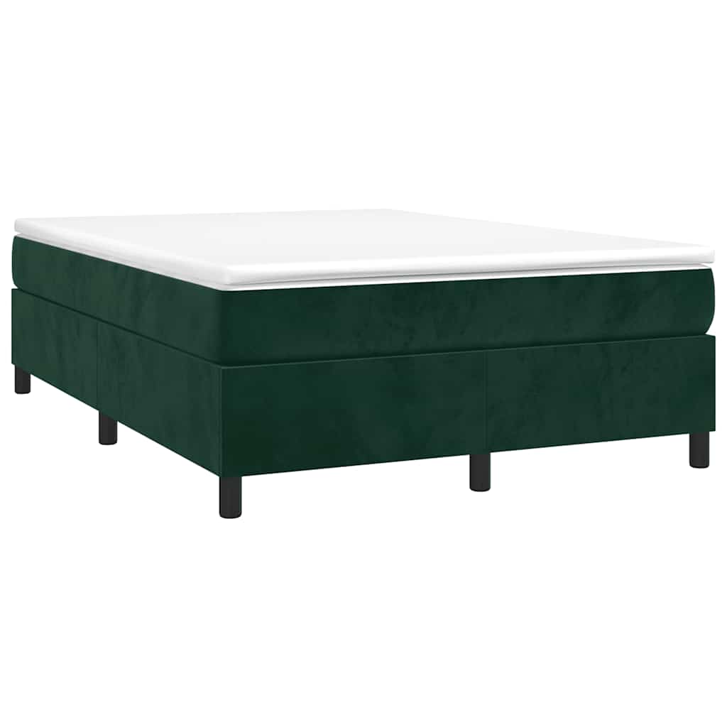 Boxspring sengeramme Mørkegrøn 140x200 cm Fløjl