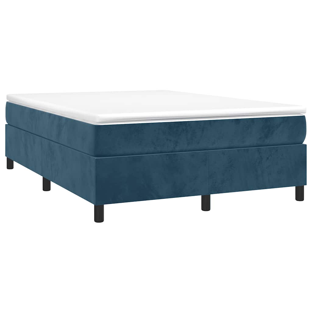 Boxspring sengeramme Mørkeblå 140x200 cm Fløjl