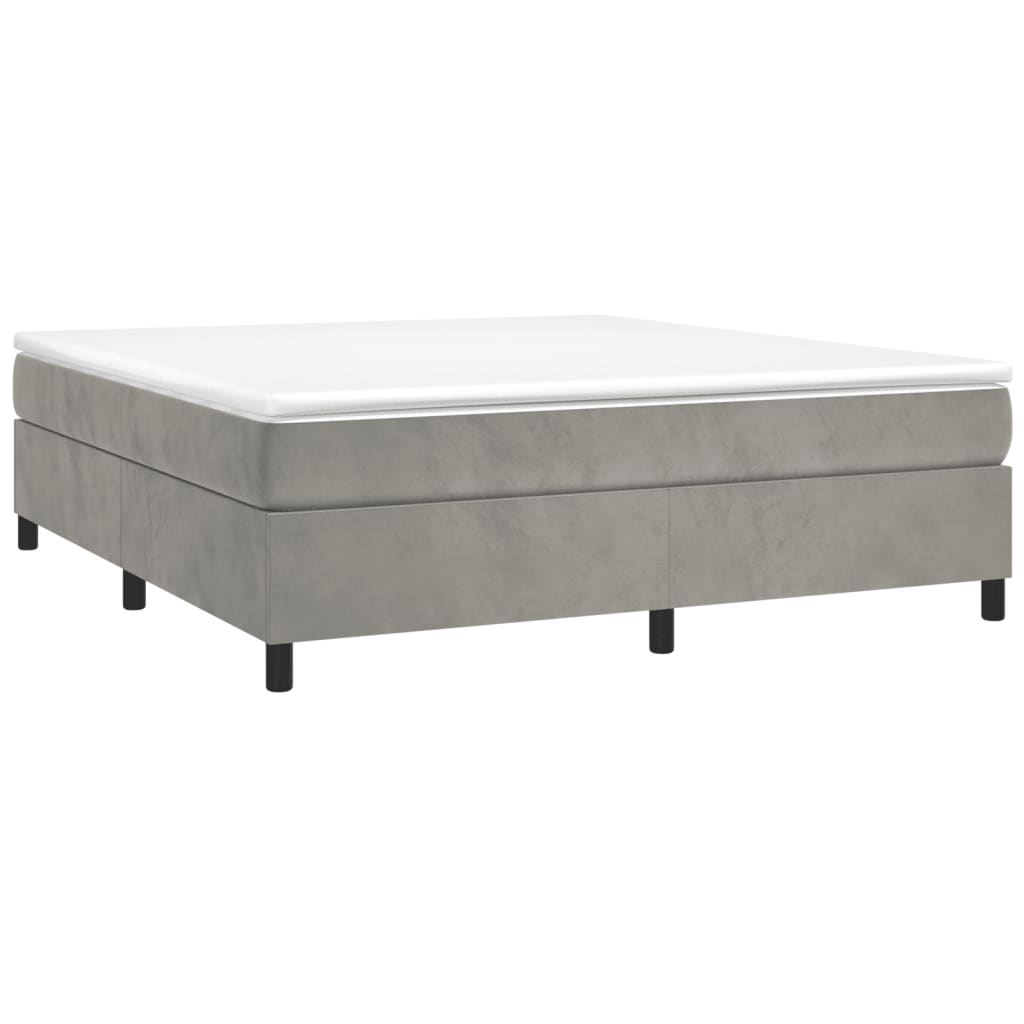 Boxspring sengeramme Lysegrå 160x200 cm Fløjl