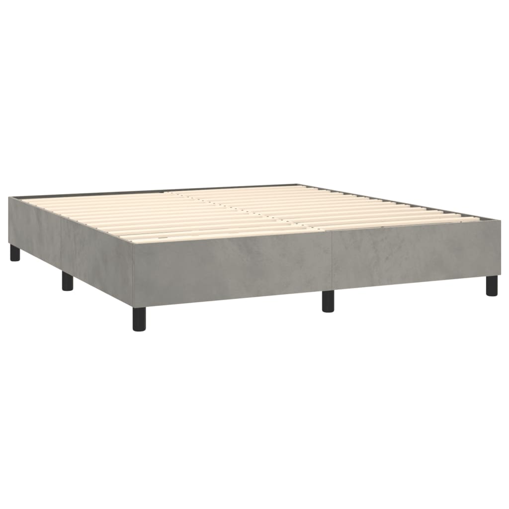 Boxspring sengeramme Lysegrå 180x200 cm Fløjl