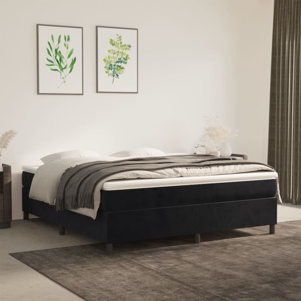 Boxspring sengeramme Sort 180x200 cm Fløjl