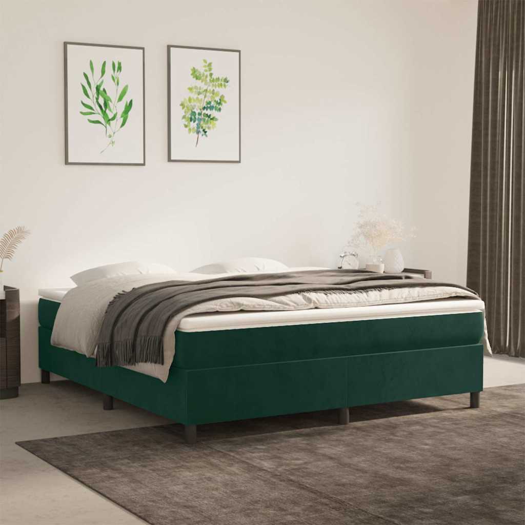 Boxspring sengeramme Mørkegrøn 180x200 cm Fløjl