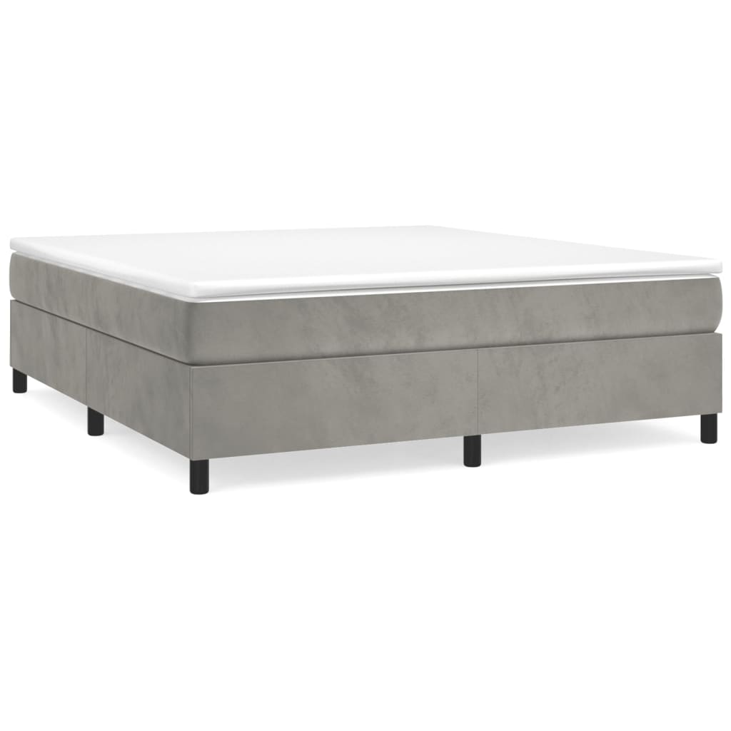 Boxspring sengeramme Lysegrå 200x200 cm Fløjl