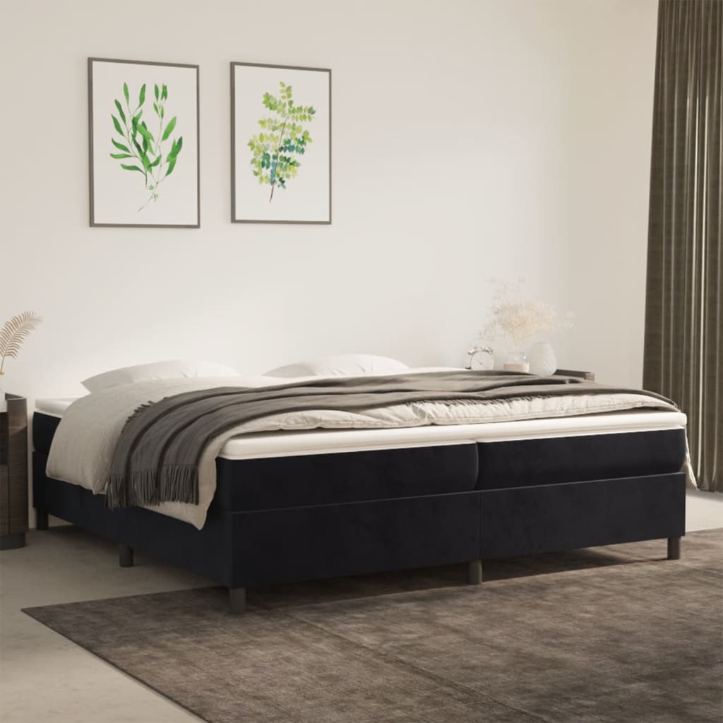Boxspring sengeramme Sort 200x200 cm Fløjl billede