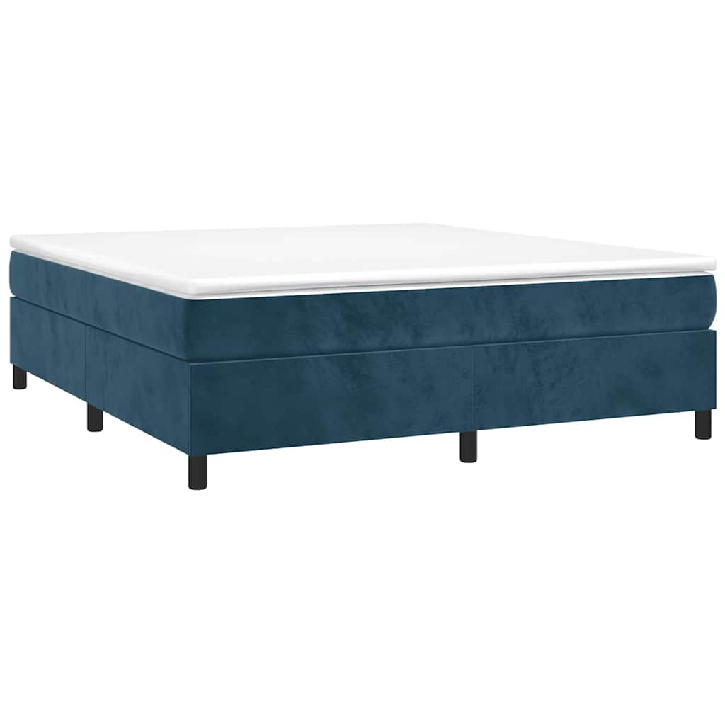 Boxspring sengeramme Mørkeblå 200x200 cm Fløjl