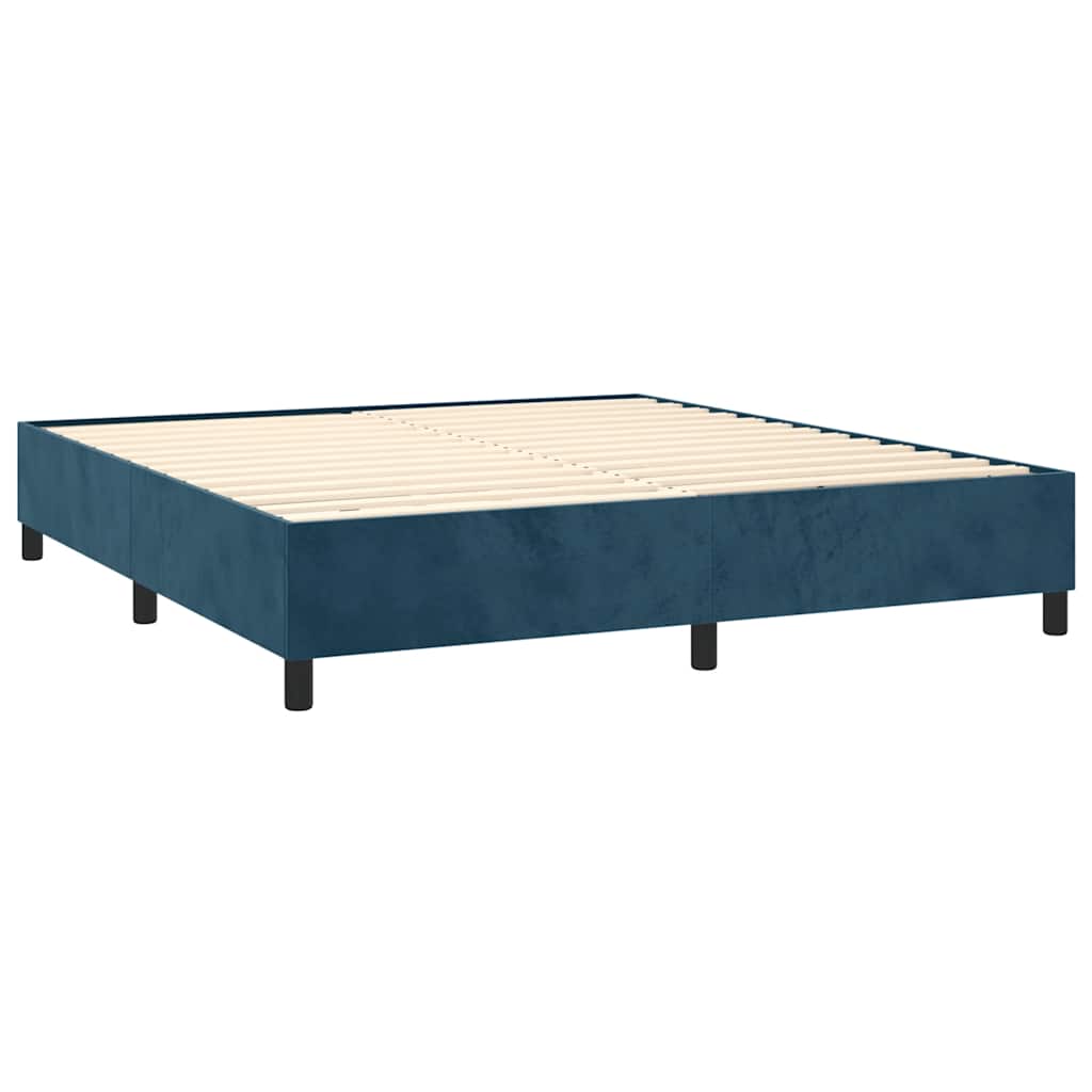 Boxspring sengeramme Mørkeblå 200x200 cm Fløjl