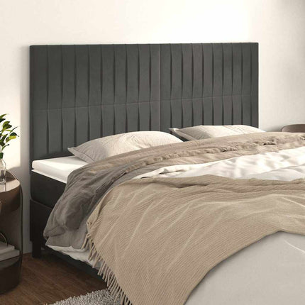 sengegavl mørkegrå 160x5x118/128 cm fløjl
