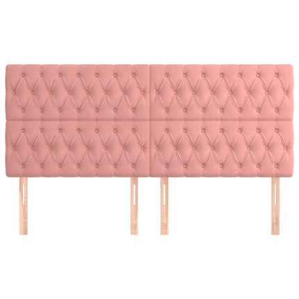 sengegavl lyserød 200x7x118/128 cm fløjl