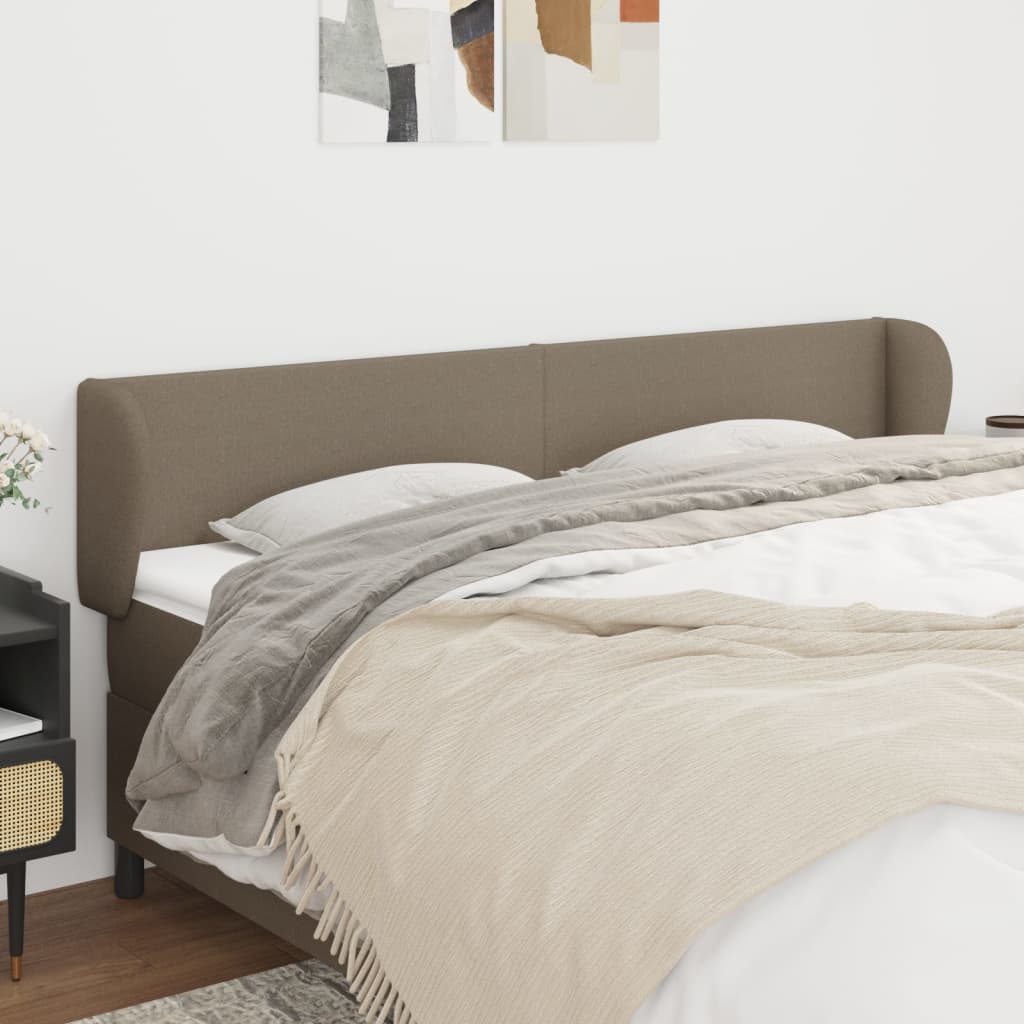 sengegavl med kanter 163x23x78/88 cm stof gråbrun