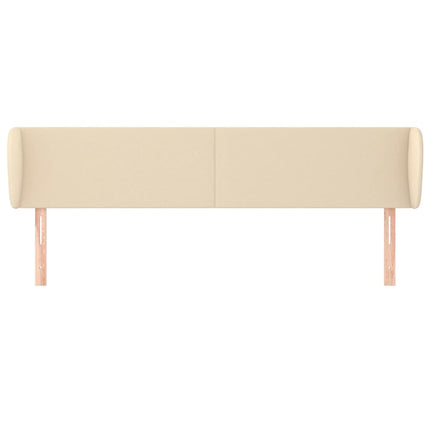 sengegavl med kanter 183x23x78/88 cm stof cremefarvet