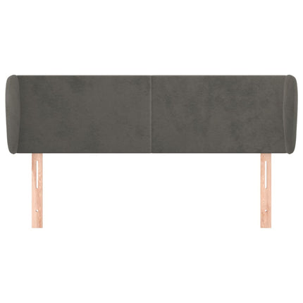 sengegavl med kanter 147x23x78/88 cm fløjl mørkegrå