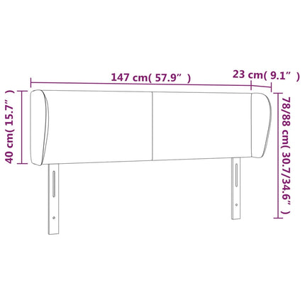 sengegavl med kanter 147x23x78/88 cm fløjl sort