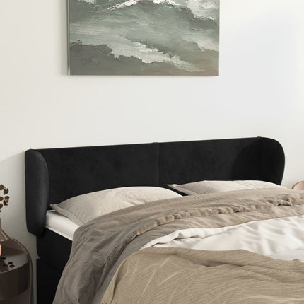 sengegavl med kanter 147x23x78/88 cm fløjl sort