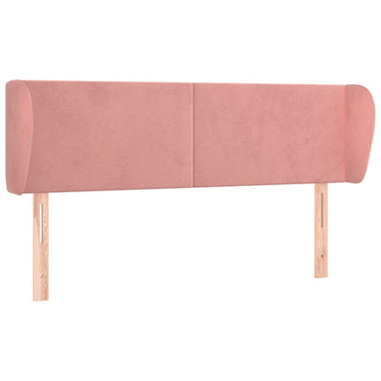 sengegavl med kanter 147x23x78/88 cm fløjl lyserød