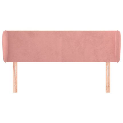sengegavl med kanter 147x23x78/88 cm fløjl lyserød