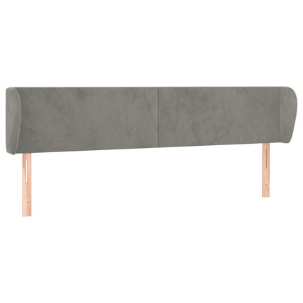 sengegavl med kanter 163x23x78/88cm fløjl lysegrå