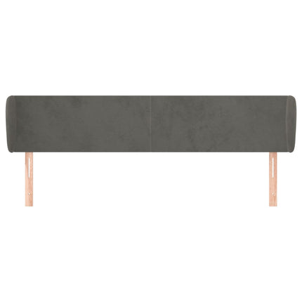 sengegavl med kanter 163x23x78/88 cm fløjl mørkegrå