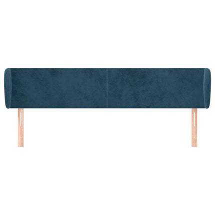 sengegavl med kanter 183x23x78/88 cm fløjl mørkeblå
