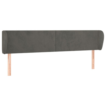 sengegavl med kanter 203x23x78/88 cm fløjl mørkegrå