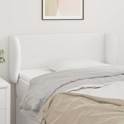 sengegavl med kanter 83x23x78/88 cm kunstlæder hvid