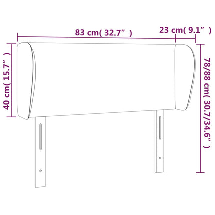 sengegavl med kanter 83x23x78/88 cm kunstlæder grå