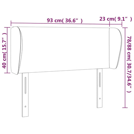 sengegavl med kanter 93x23x78/88 cm kunstlæder grå