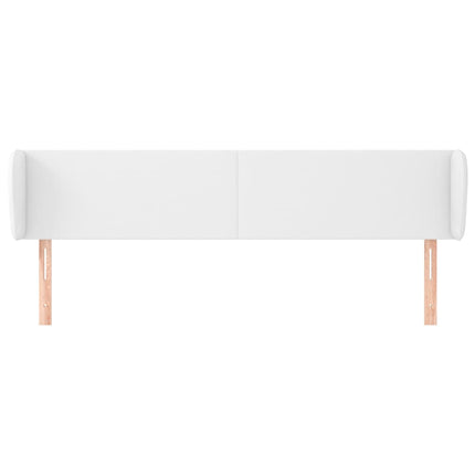 sengegavl med kanter 203x23x78/88 cm kunstlæder hvid