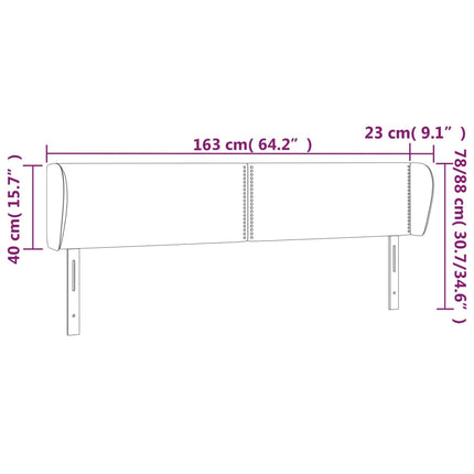 sengegavl med kanter 163x23x78/88 cm stof sort
