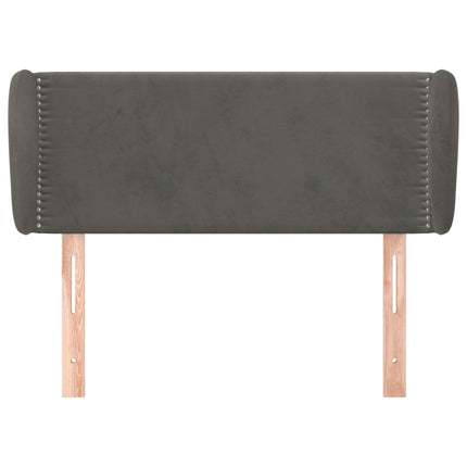 sengegavl med kanter 103x23x78/88 cm fløjl mørkegrå