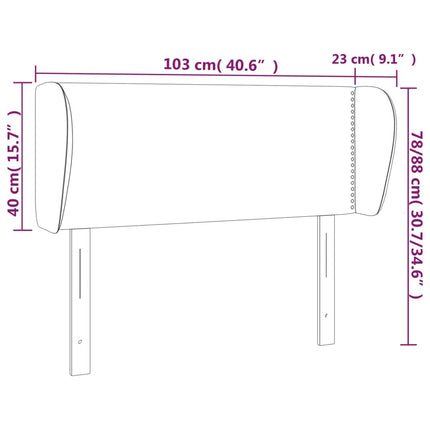 sengegavl med kanter 103x23x78/88 cm fløjl sort