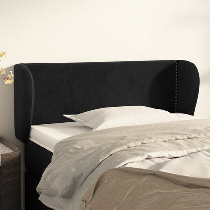 sengegavl med kanter 103x23x78/88 cm fløjl sort