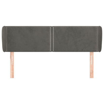 sengegavl med kanter 147x23x78/88 cm fløjl mørkegrå