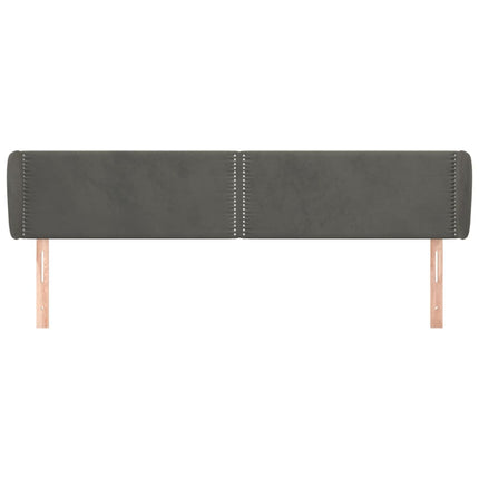 sengegavl med kanter 163x23x78/88 cm fløjl mørkegrå
