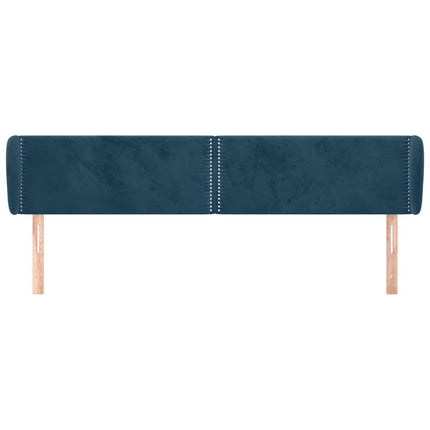 sengegavl med kanter 163x23x78/88 cm fløjl mørkeblå