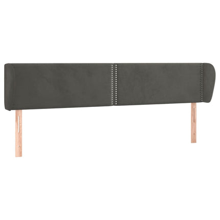 sengegavl med kanter 183x23x78/88 cm fløjl mørkegrå