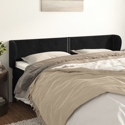 sengegavl med kanter 183x23x78/88 cm fløjl sort