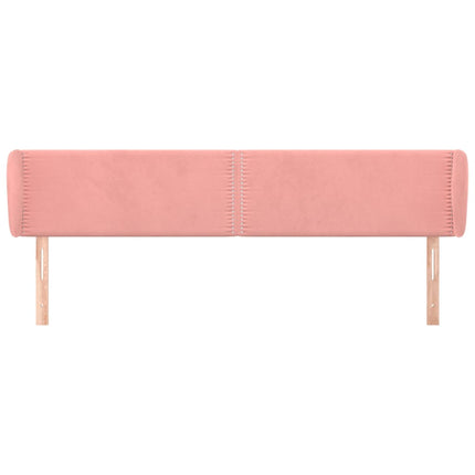 sengegavl med kanter 183x23x78/88 cm fløjl lyserød