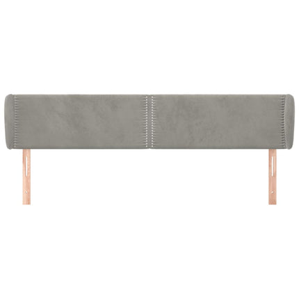 sengegavl med kanter 203x23x78/88cm fløjl lysegrå